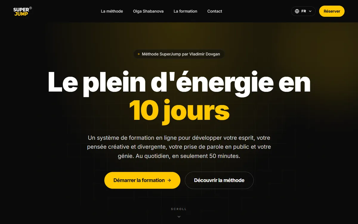 Page d’accueil du site « SuperJump »
